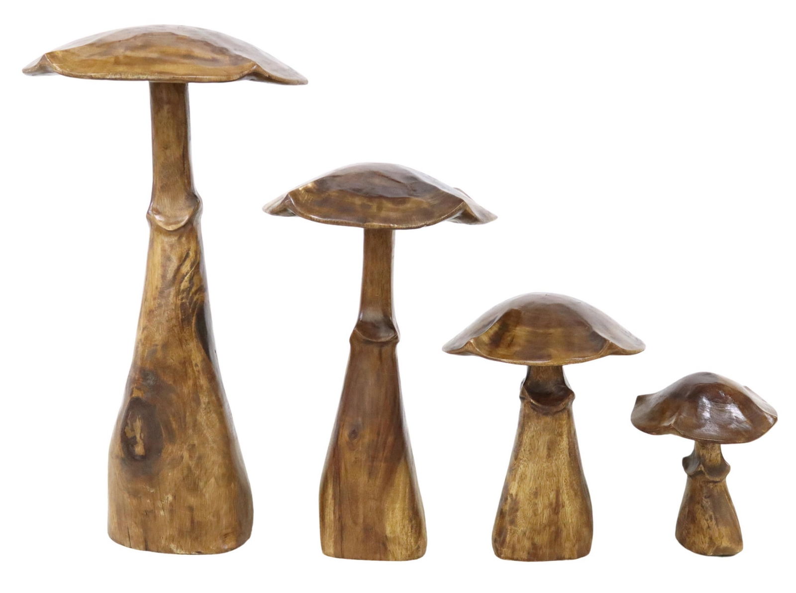(4) CARVED WOOD MUSHROOMS OR TOADSTOOLS, 39.5"H (1 of 3)