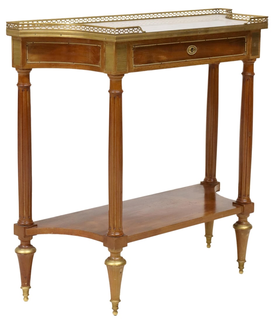 LOUIS XVI STYLE MARBLE-TOP MAHOGANY CONSOLE TABLE (1 of 5)