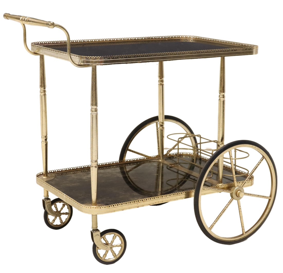 FRENCH GILT METAL MIRRORED 2-TIER SERVICE CART (1 of 4)