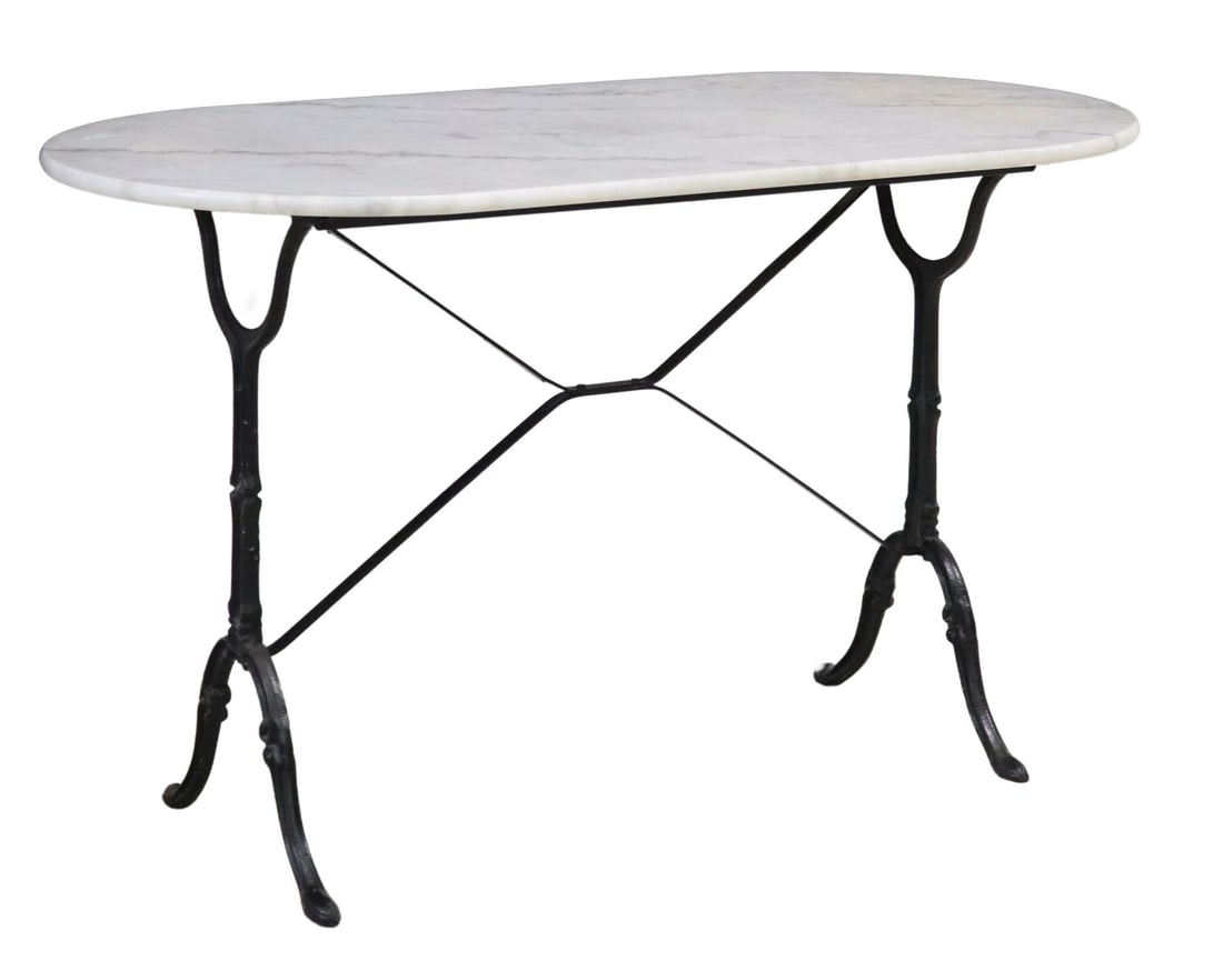 FRENCH MARBLE-TOP CAST IRON BISTRO TABLE (1 of 4)
