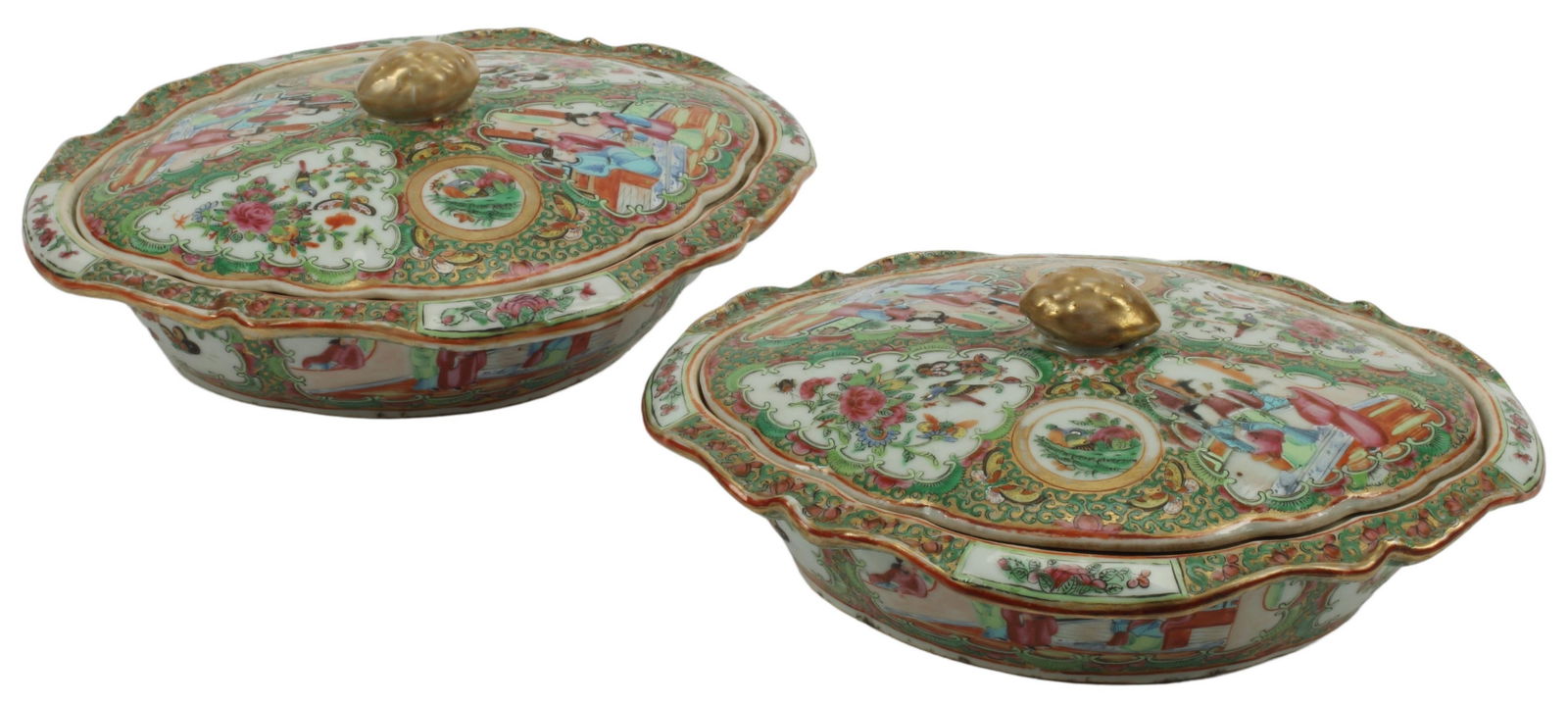 (2) CHINESE ROSE CANTON PORCELAIN COVERED DISHES (1 of 5)