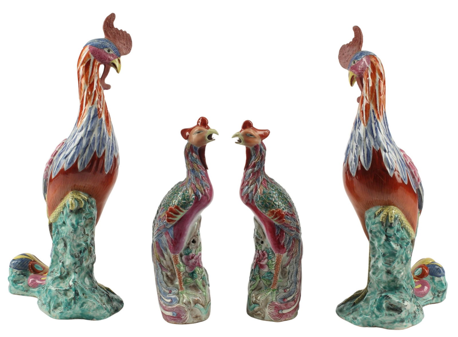 (4) CHINESE FAMILLE ROSE PORCELAIN PHOENIX (1 of 6)