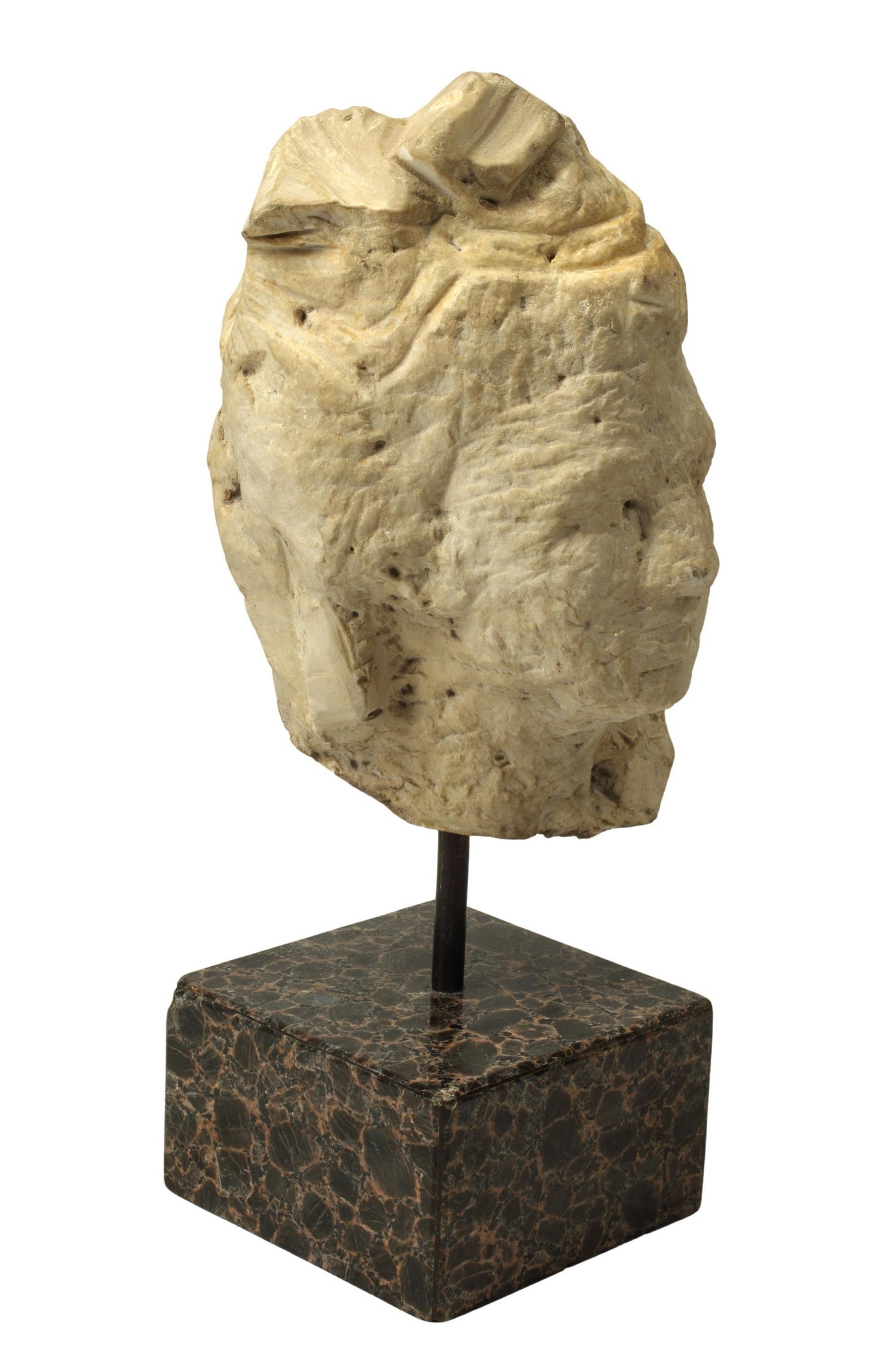 CARVED MARBLE BUST ON DISPLAY STAND (1 of 4)