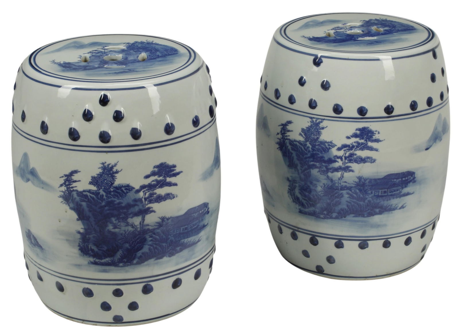 (2) ASIAN BLUE & WHITE PORCELAIN GARDEN SEATS (1 of 4)