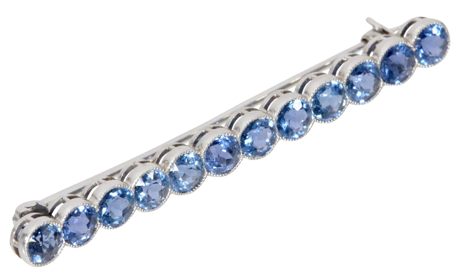 ESTATE PLATINUM & 4.00CTTW LAB SAPPHIRE BAR PIN (1 of 4)