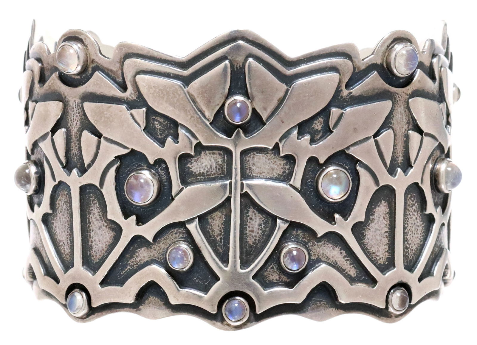 ESTATE STERLING SILVER & MOONSTONE CUFF (1 of 4)