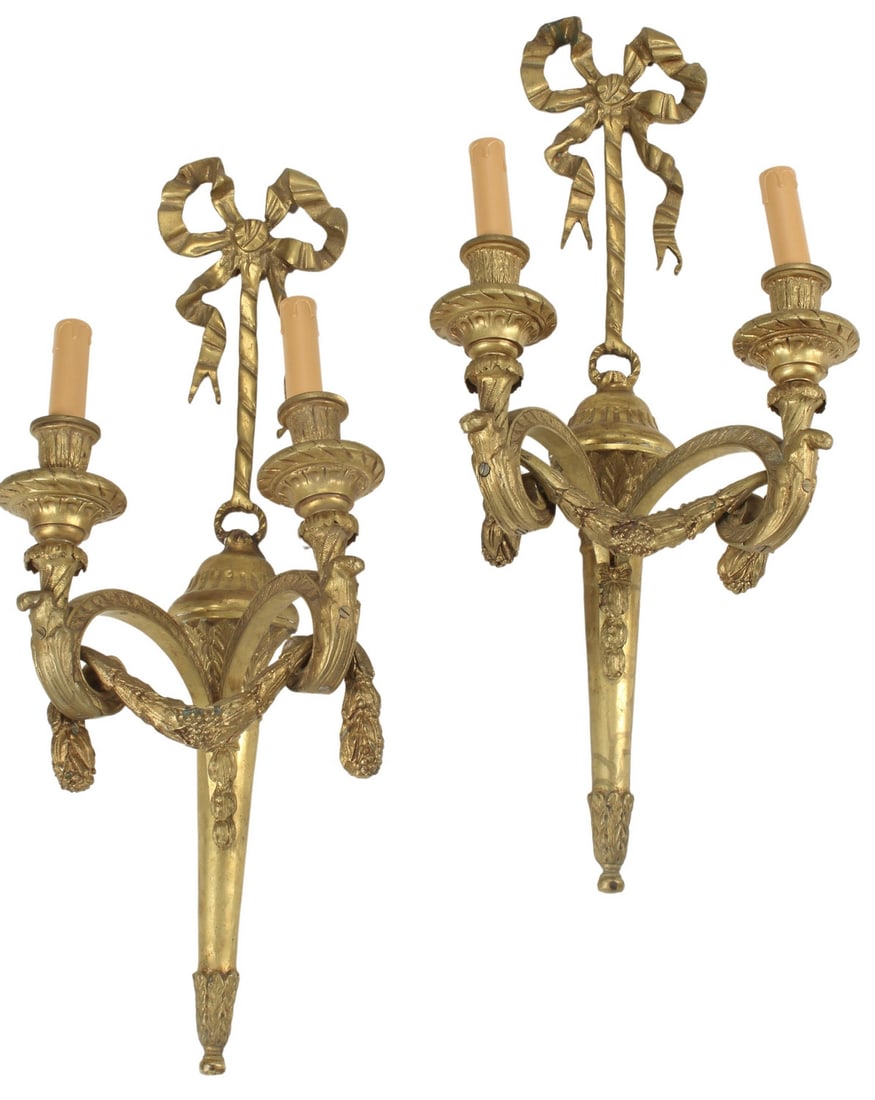(2) LOUIS XVI STYLE ORMOLU TWO-LIGHT SCONCES (1 of 4)