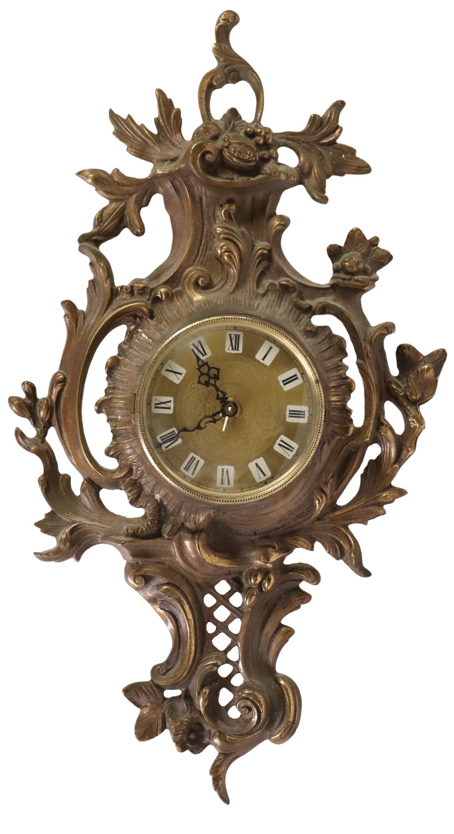 FRENCH LOUIS XV STYLE SCROLLED BRONZE CARTEL CLOCK (1 of 4)