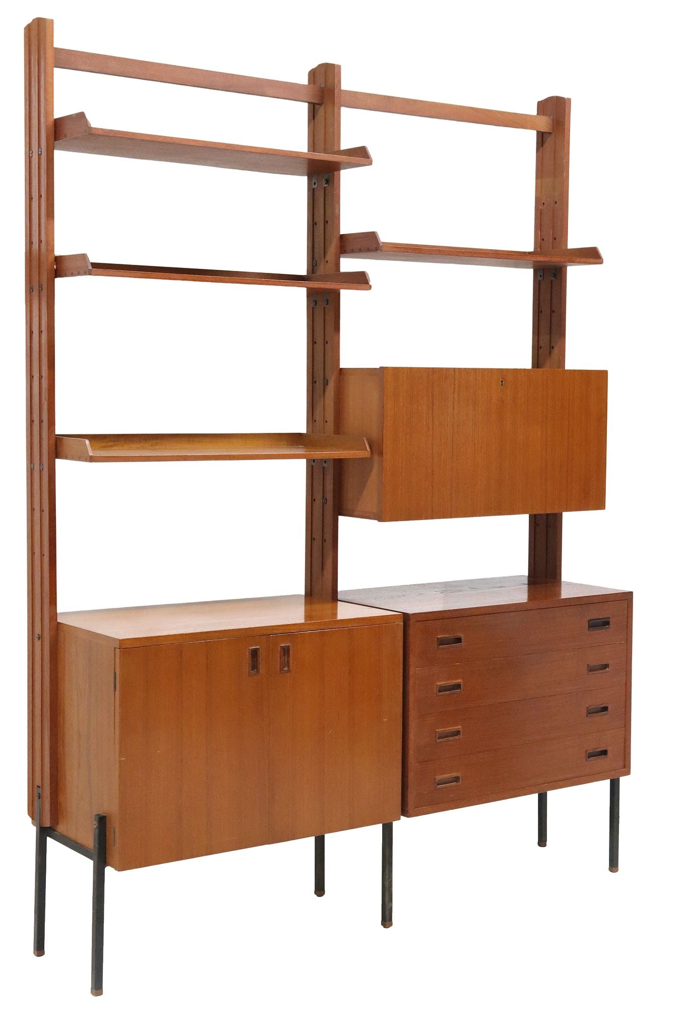 ITALIAN MID-CENTURY MODERN TEAK MODULAR WALL UNIT (1 of 5)