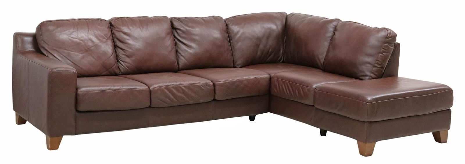 CONTEMPORARY BROWN LEATHER SECTIONAL SOFA (1 of 3)