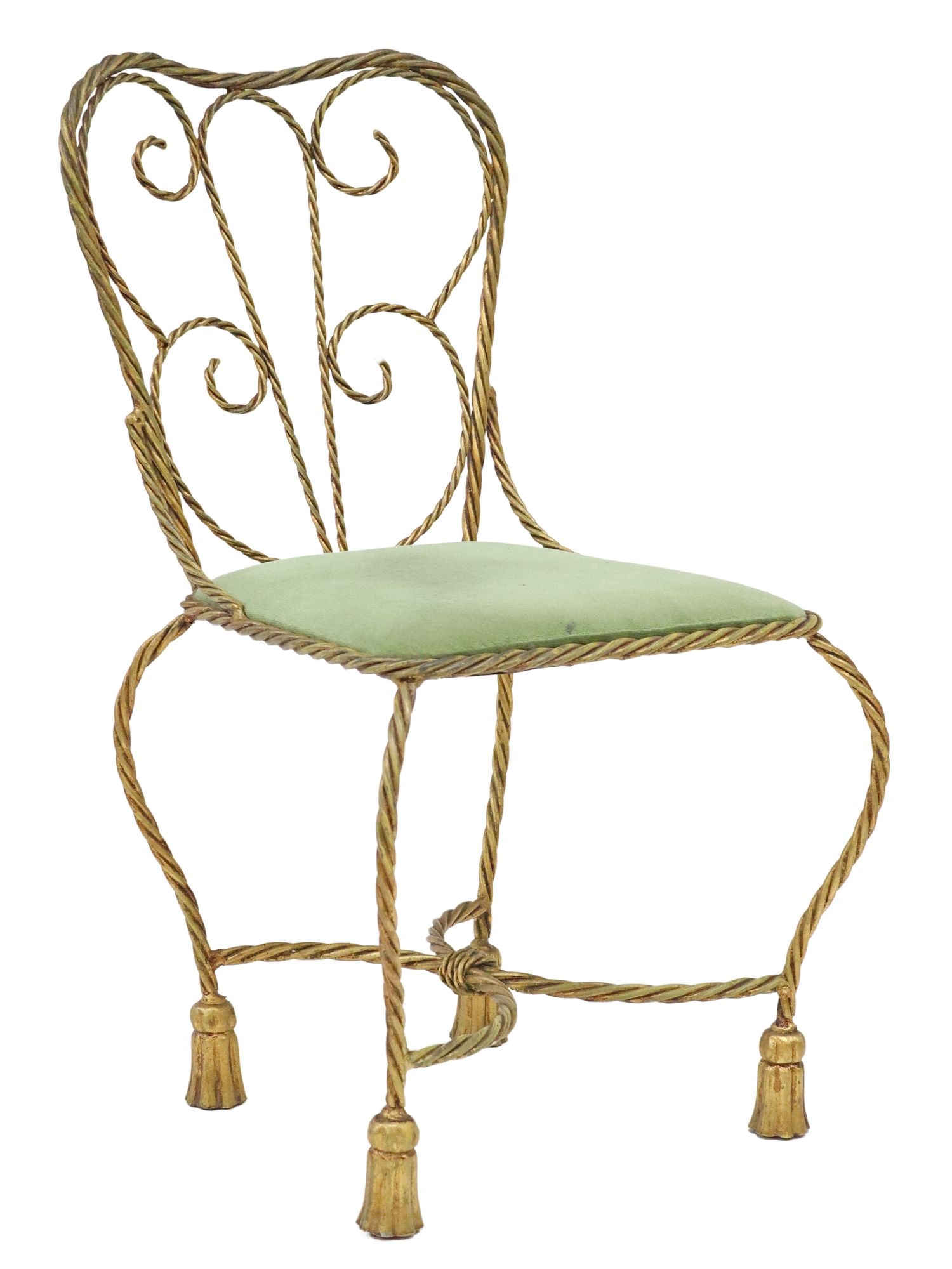 ITALIAN GILT WROUGHT IRON ROPE TWIST SIDE CHAIR (1 of 3)