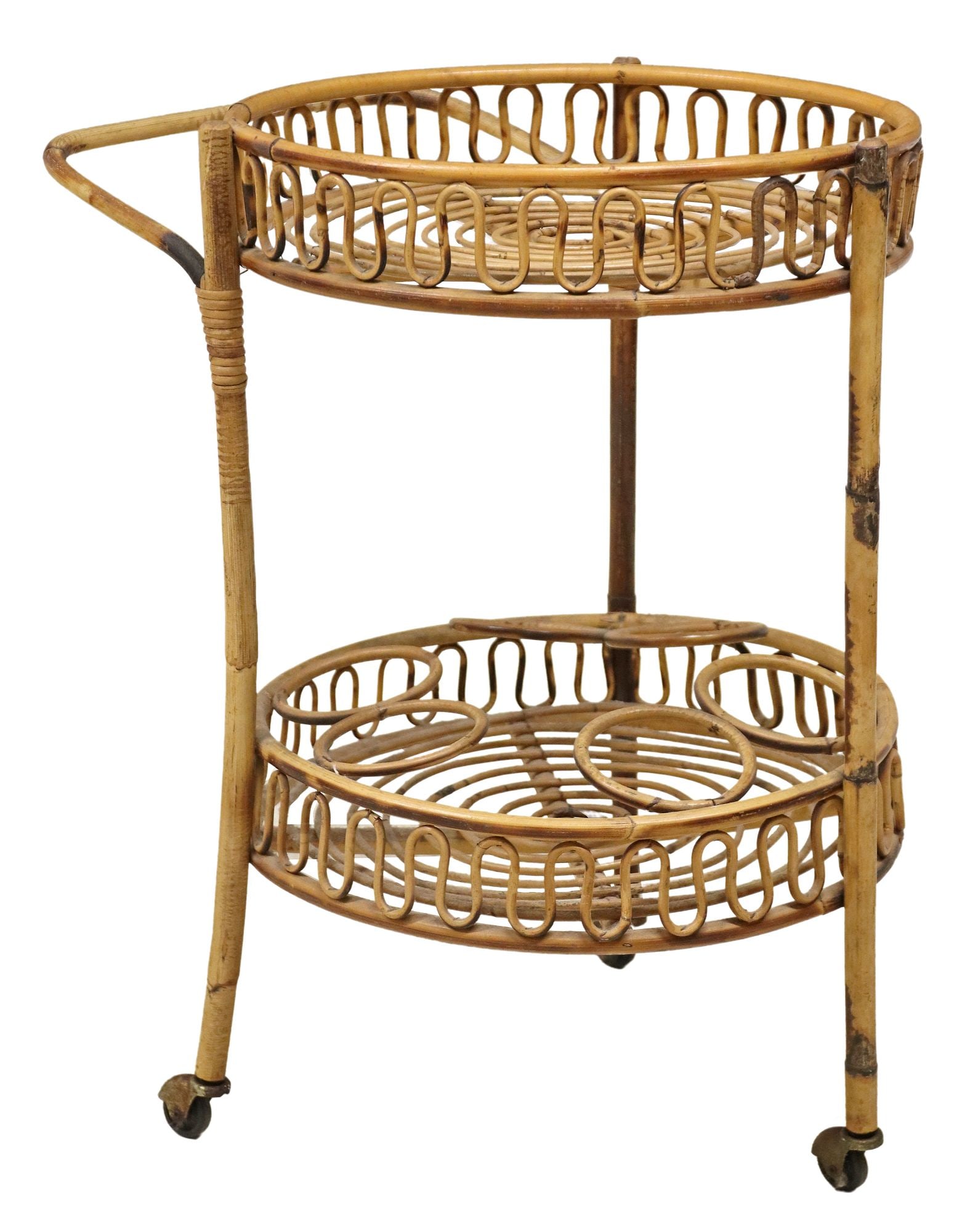 VINTAGE ITALIAN BAMBOO BAR CART/ SERVICE TROLLEY (1 of 4)