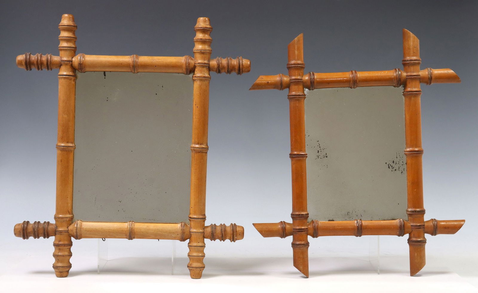 (2) SMALL FRENCH TURNED FAUX BAMBOO MIRRORS (1 of 2)