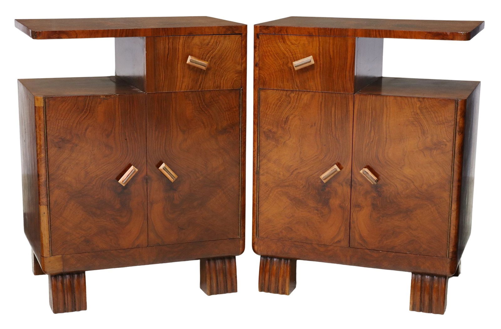 (2) ITALIAN ART DECO BURL WOOD NIGHTSTANDS (1 of 5)