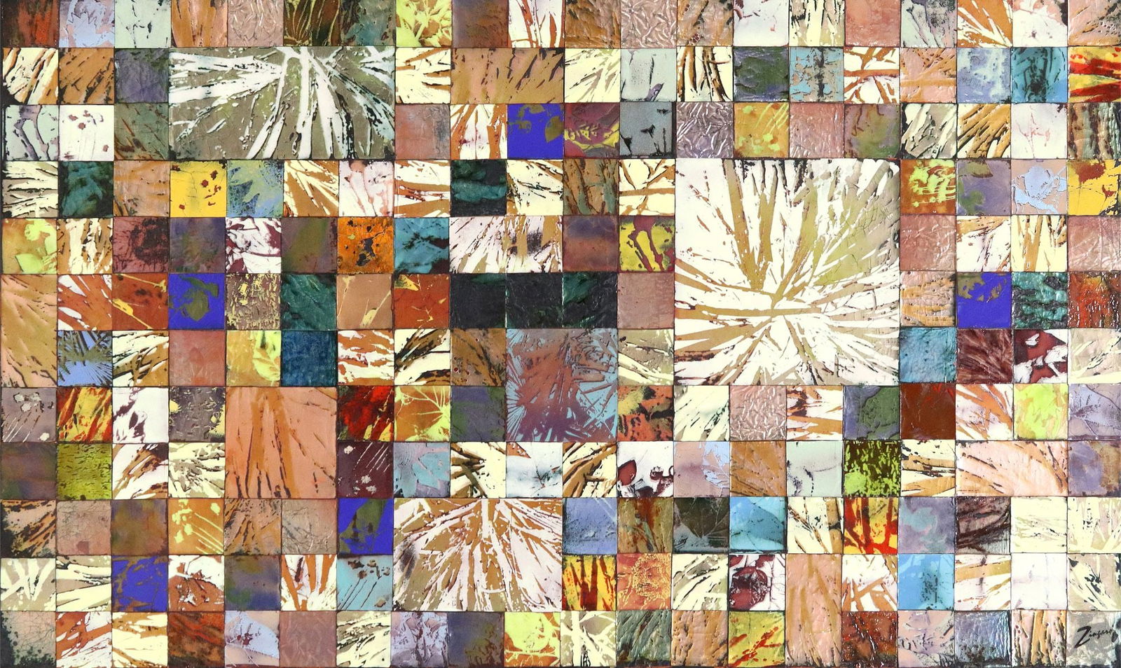 ZINGARO (20TH C.) ABSTRACT VITREOUS ENAMEL COLLAGE (1 of 4)