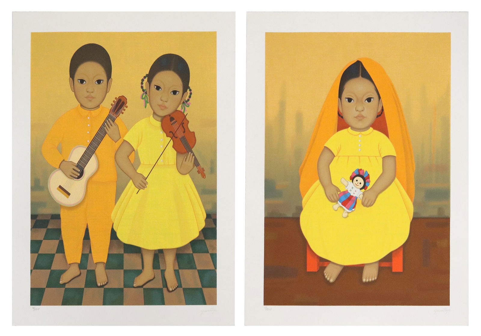(2) GUSTAVO MONTOYA (1905-2003) NINOS MEXICANOS (1 of 7)