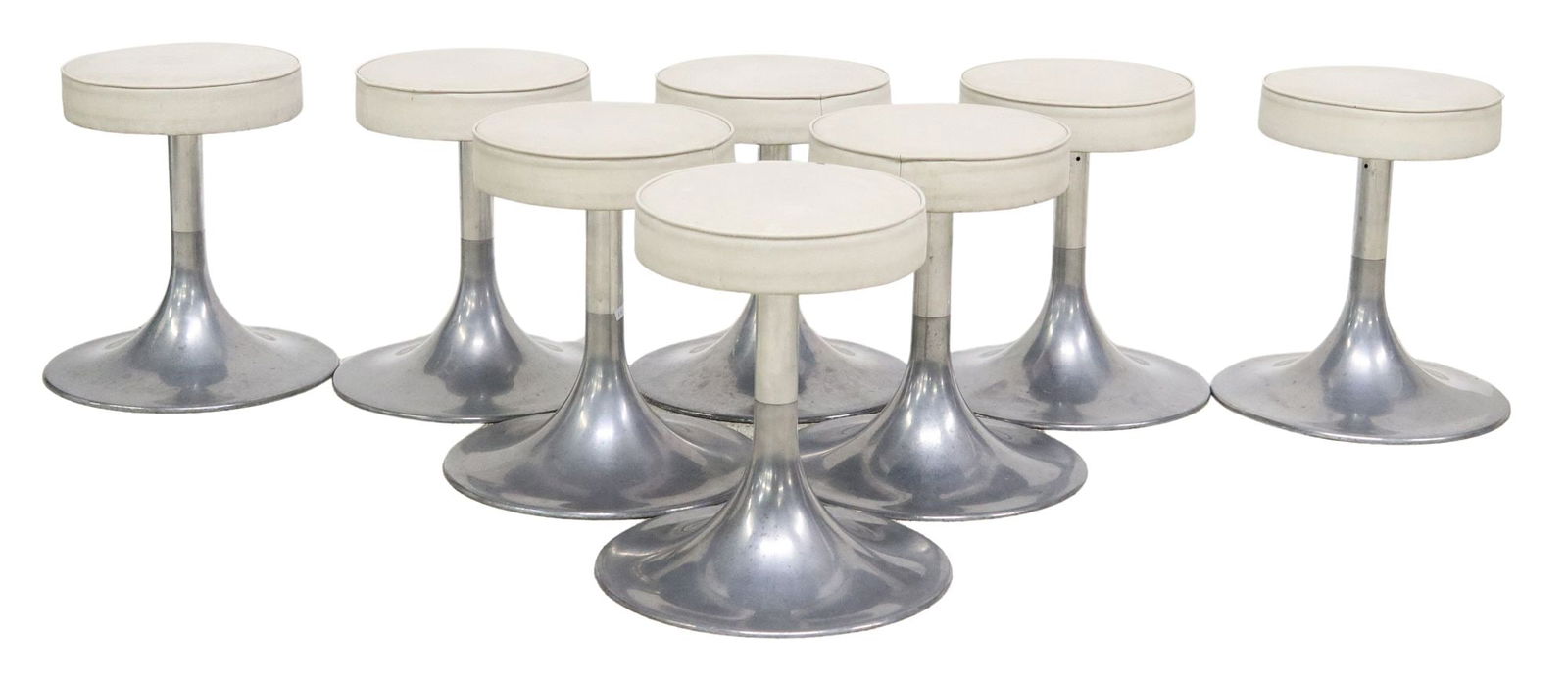 (8) MID-CENTURY MODERN ALUMINUM TULIP BASE STOOLS (1 of 3)