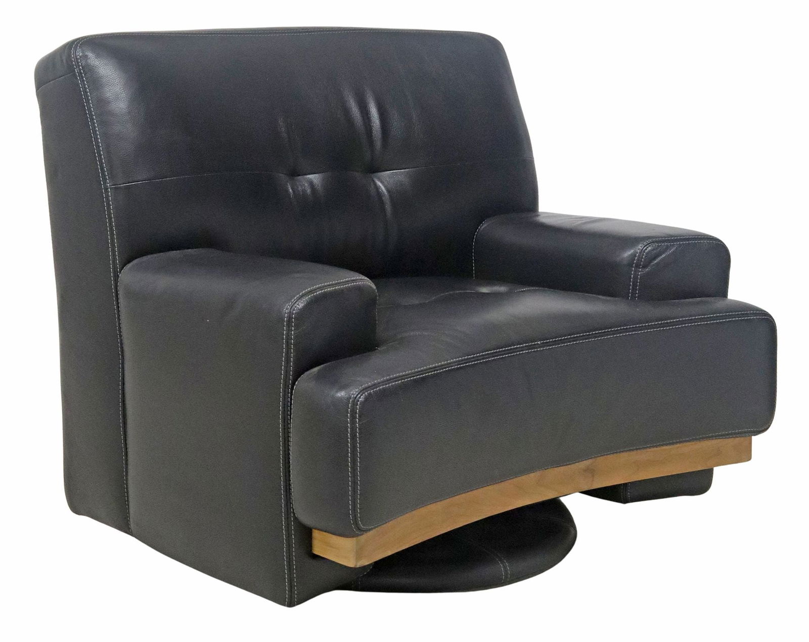 W. SCHILLIG CONTEMPORARY BLACK LEATHER SWIVEL ARMCHAIR (1 of 4)