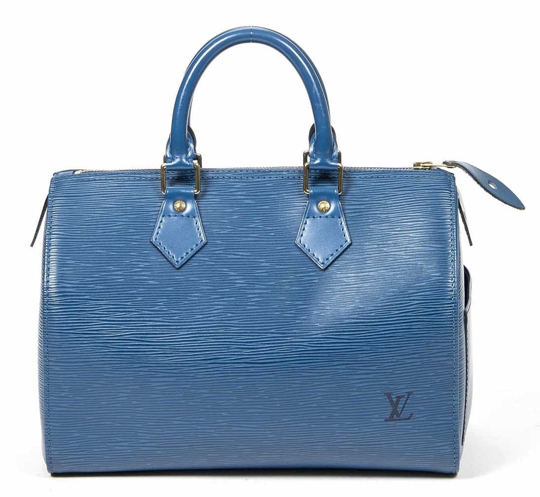 LOUIS VUITTON 'SPEEDY 25' BLUE EPI LEATHER HANDBAG (1 of 7)