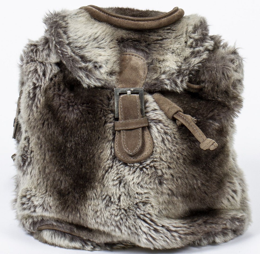 FENDI FAUX FUR & BROWN SEUDE LEATHER BACKPACK (1 of 7)