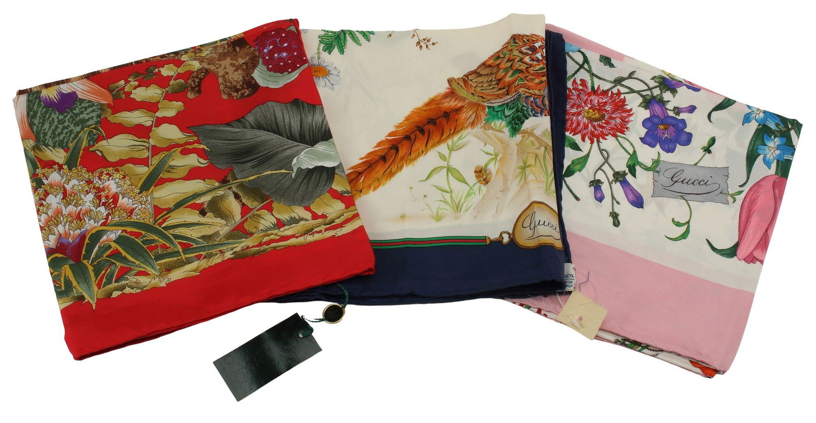 (3) DESIGNER GUCCI FLORAL & ANIMAL PRINT SILK SCARVES (1 of 4)