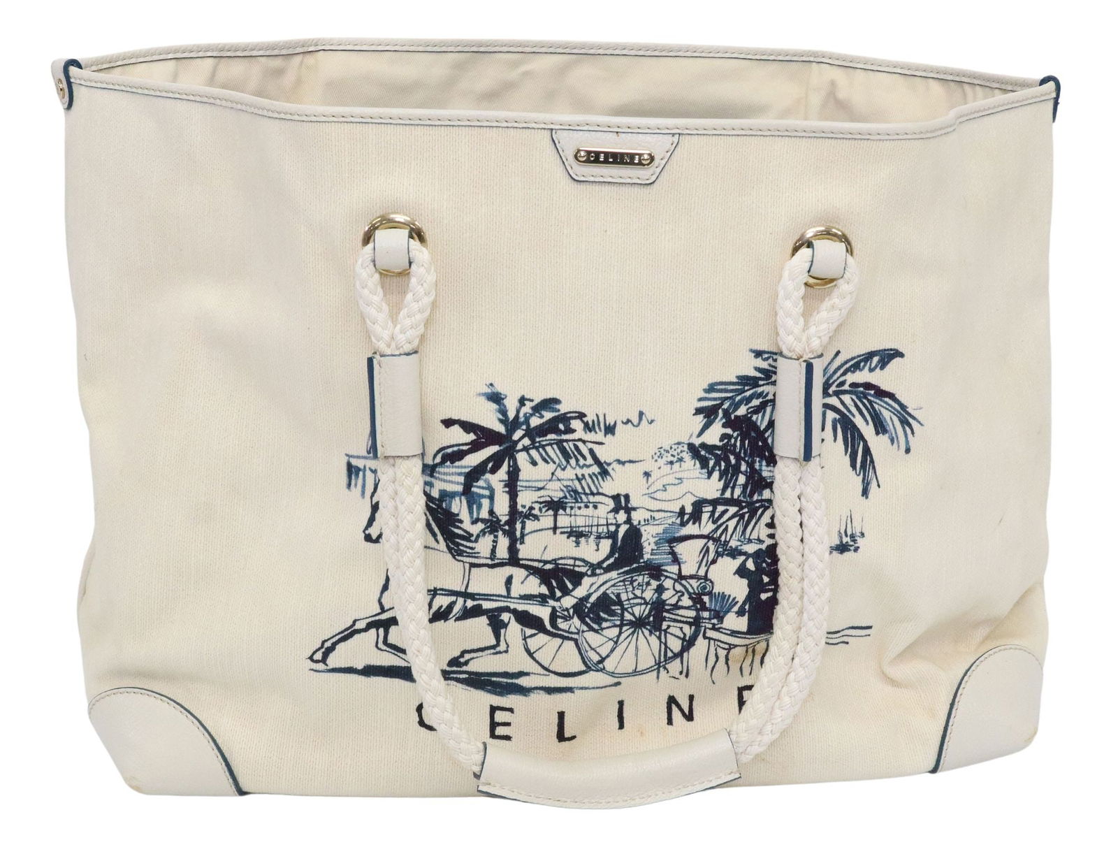 CELINE NATURAL CANVAS PRINTED CARRIAGE TOTE BAG (1 of 6)