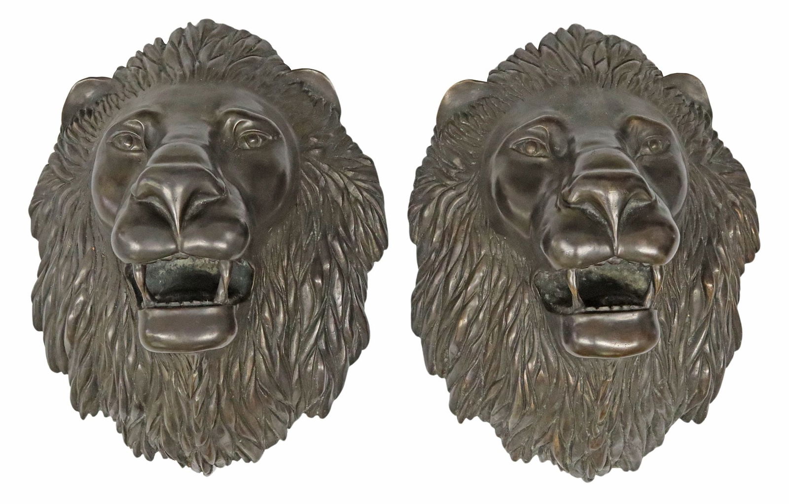 (2) ARCHITECTURAL PATINATED BRONZE LION MASKS (1 of 2)