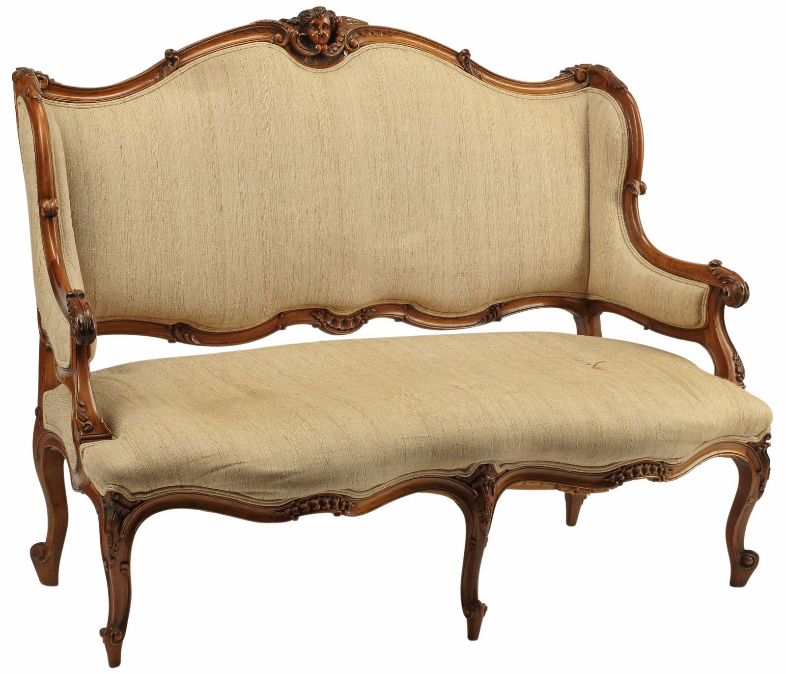 LOUIS XV STYLE UPHOLSTERED SETTEE (1 of 6)
