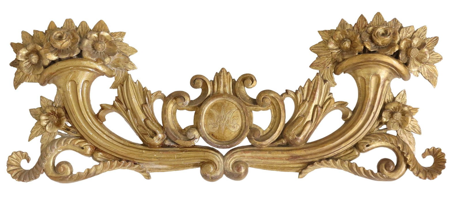 FRENCH CARVED GILTWOOD ARCHITECTURAL ELEMENT CREST (1 of 2)