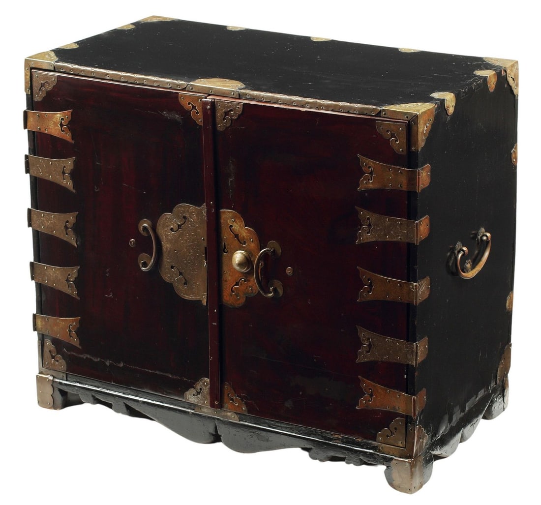 ASIAN LACQUERED DOUBLE-DOOR CABINET (1 of 2)