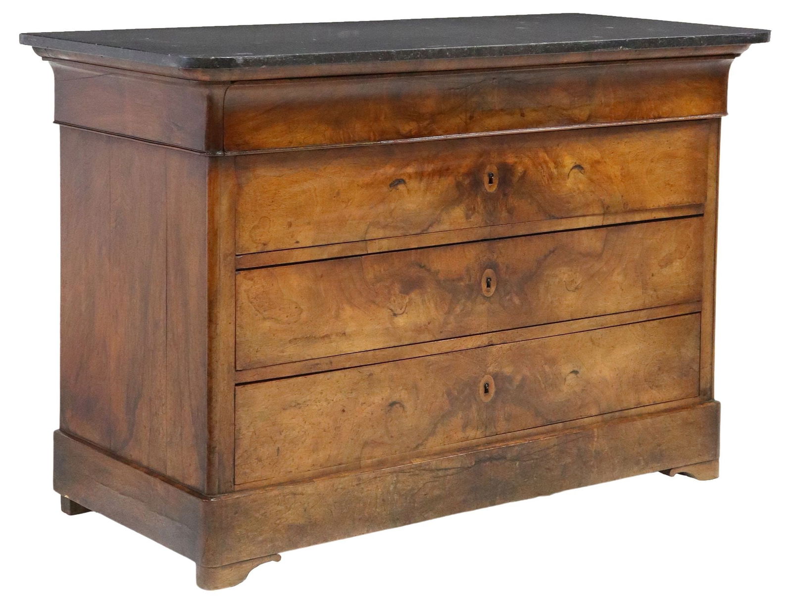 FRENCH LOUIS PHILIPPE FLAME MAHOGANY COMMODE (1 of 5)