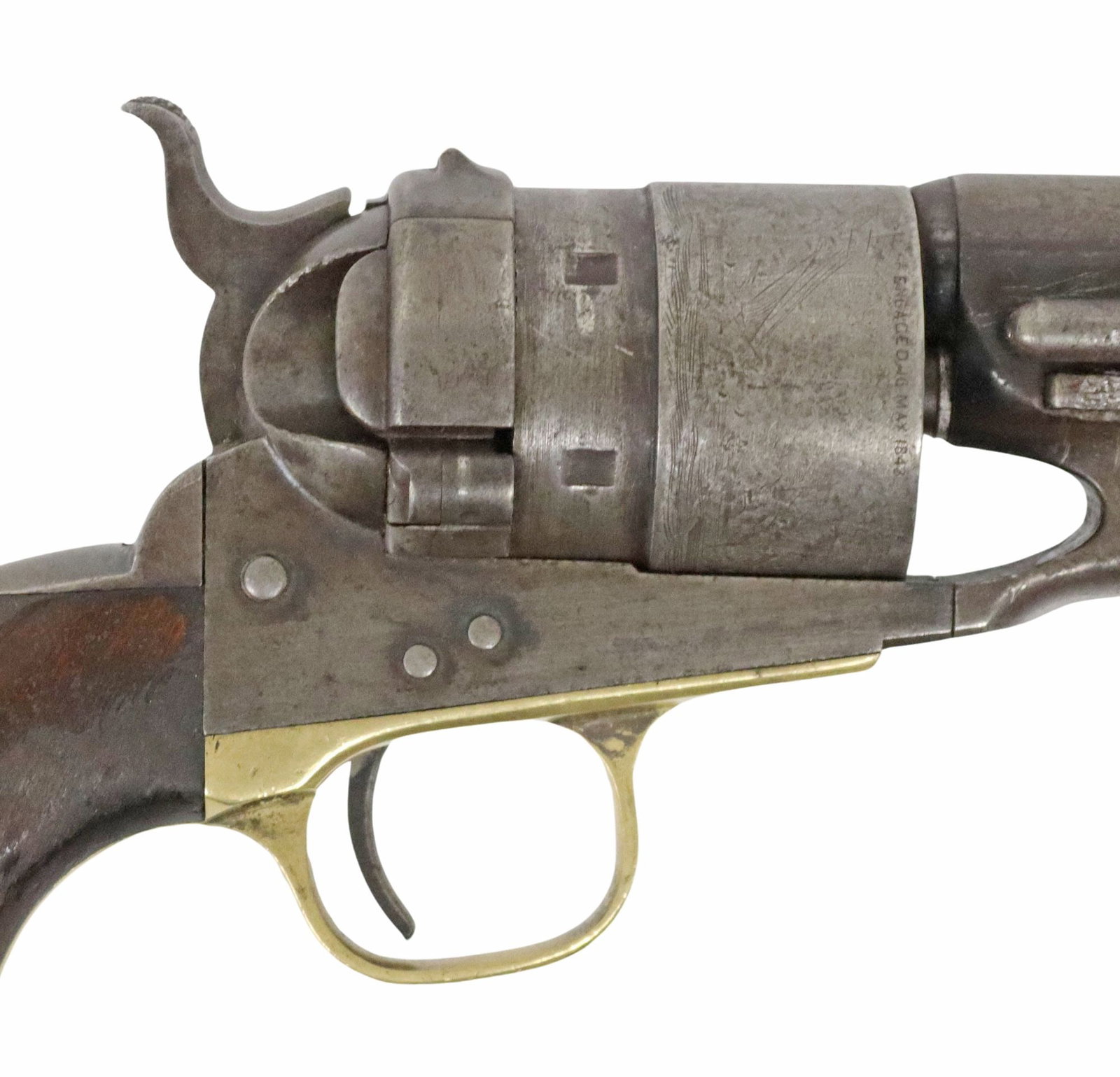 COLT RICHARDS CONVERSION 1860 ARMY REVOLVER: Colt Richards Conversion 1860 Army Revolver, mfg. 1873, 8” round barrel, blade front sight, barrel top marked “-Address Col. Saml Colt New-York U.S. America-, the six round cylinder with p