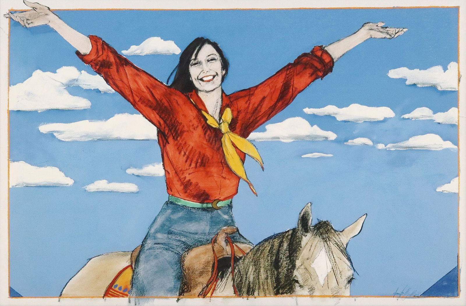 DONNA HOWELL-SICKLES (TX, B. 1949) 'WELCOME HOME' LIMITED GICLEE: Framed giclee on canvas, "Welcome Home," signed lower right Donna Howell-Sickles, (Donna Howell-Sickles, Texas, B. 1949), numbered 6/45, retaining Certificate of Authenticity from Howell Sic