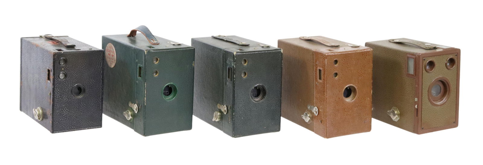 (5) HAWK-EYE BOX CAMERAS, GREEN BLACK & BROWN (1 of 3)