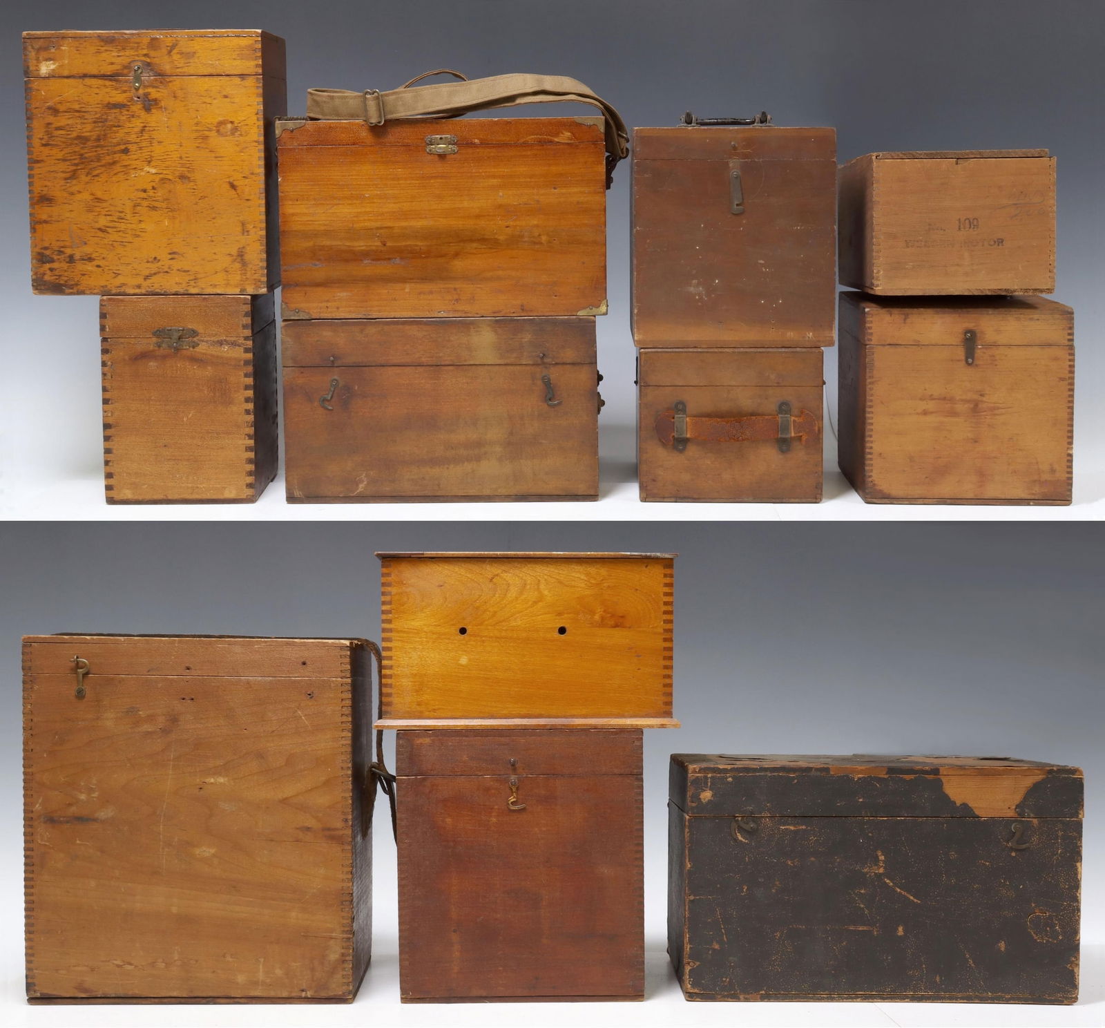 (12) ANTIQUE WOOD CAMERA RELATED BOXES (1 of 3)