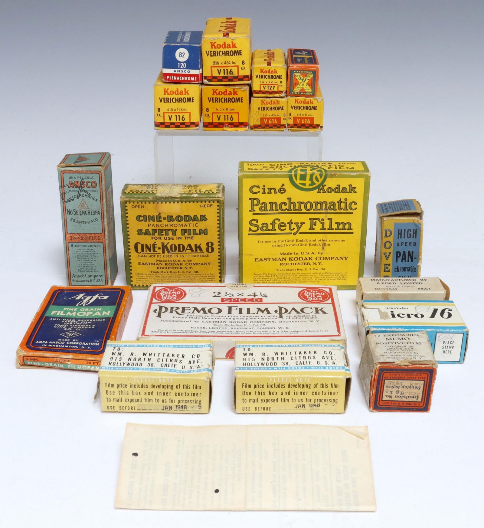 (19) KODAK, ANSCO, AGFA FILM WITH BOXES 1922-1948 (1 of 5)