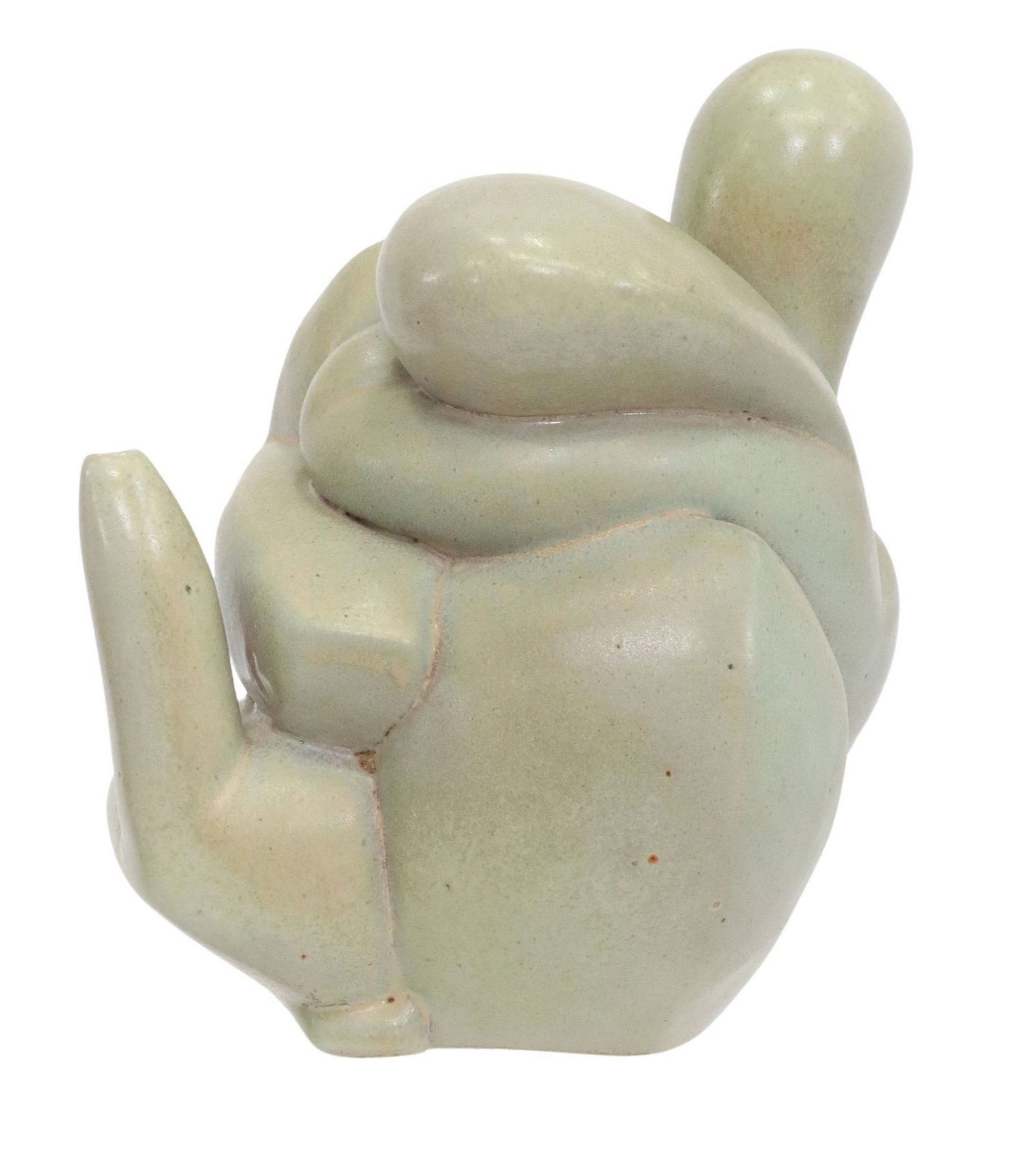 CHRIS GUSTIN (B.1952) GLAZED STONEWARE SCULPTURAL TEAPOT: Contemporary studio art pottery sculptural teapot, signed underfoot Gustin (Chris Gustin, American, b.1952), dated 1995, inscribed #95-14, approx 10.75"h, 10.25"l, 8.5"w, 7.25lbs