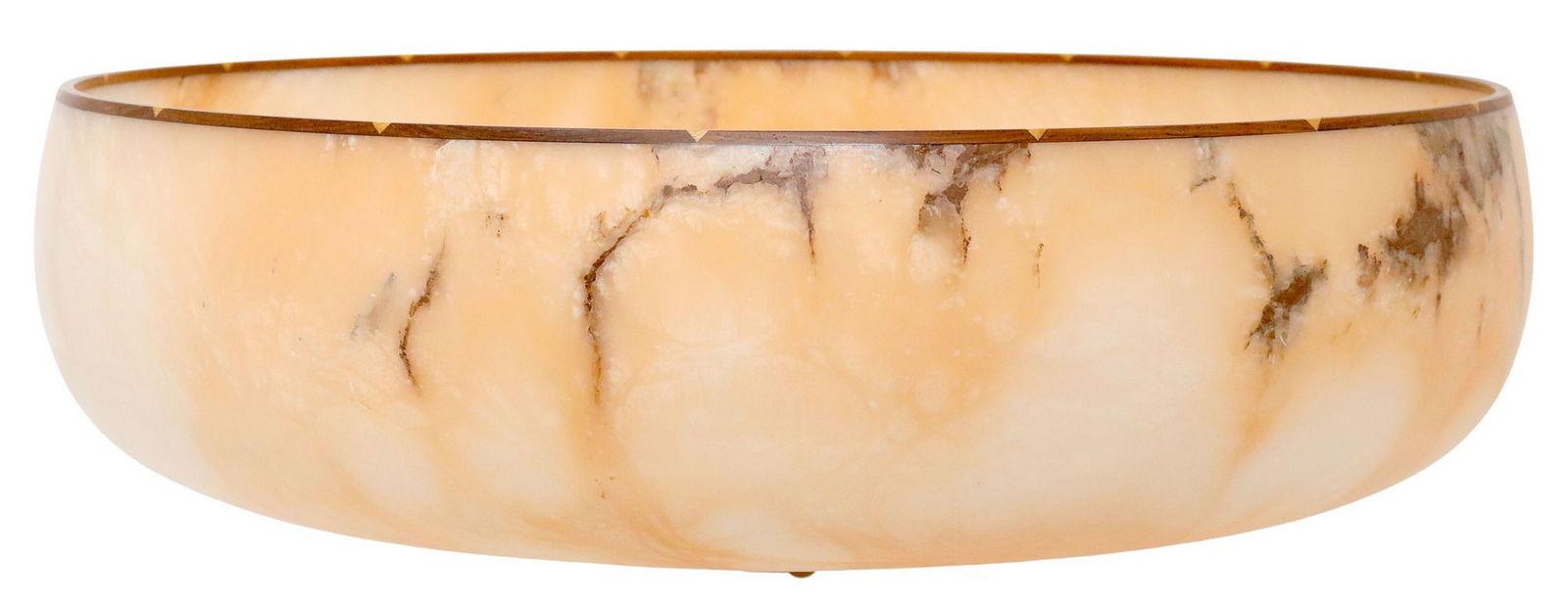 GUY MICHAELS (B. 1960) TURNED PINK ALABASTER BOWL, INLAID WOOD RIM (1 of 5)