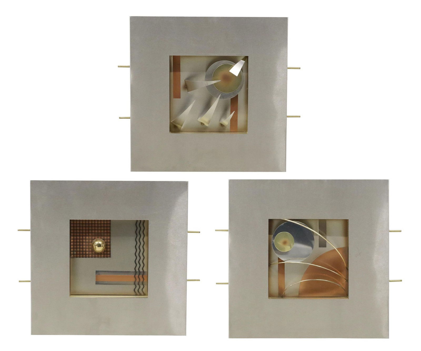 (3) C. JERE MIXED METAL MODERN WALL SCULPTURES (1 of 7)