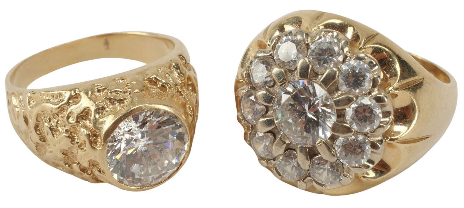 (2) ESTATE GENT'S 14KT YELLOW GOLD & CUBIC ZIRCONIA (CZ) RINGS (1 of 5)