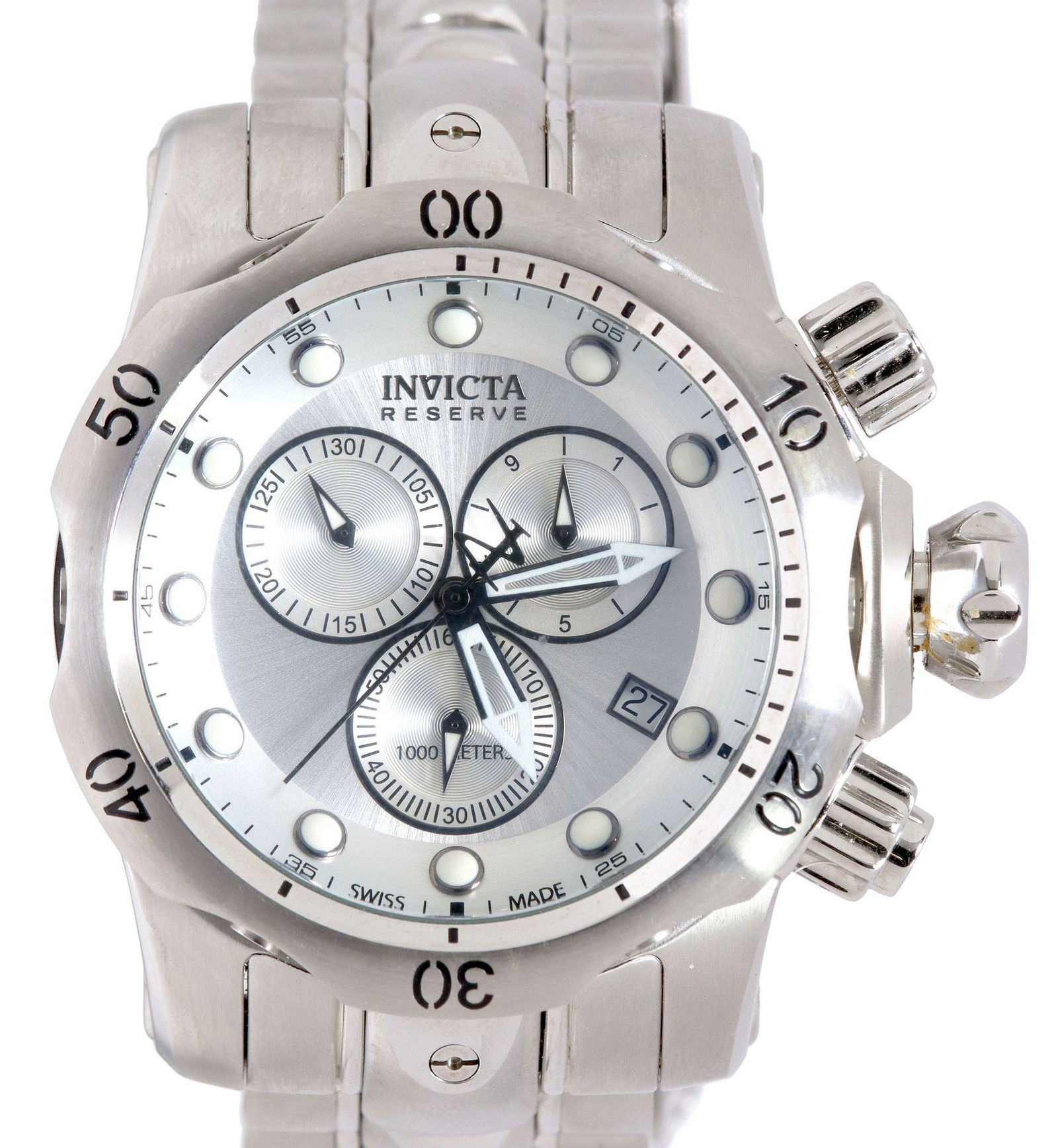GENT'S INVICTA RESERVE 'VENOM' STAINLESS STEEL WRISTWATCH (1 of 8)