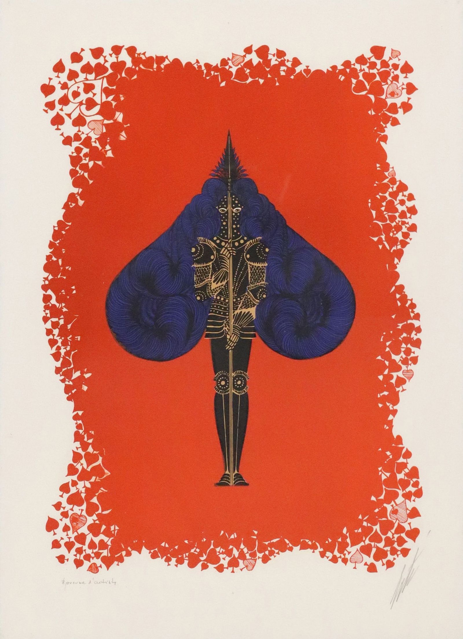 ERTE (D. 1990) "SPADE", FRAMED ARTIST'S PROOF SERIGRAPH (1 of 5)