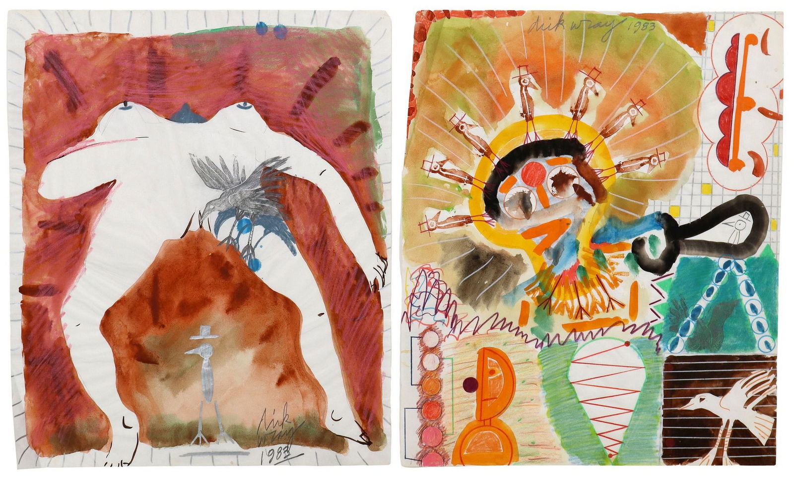 (2) DICK WRAY (TEXAS, 1933-2011) ABSTRACT EXPRESSIONIST STYLE PAINTINGS (1 of 6)