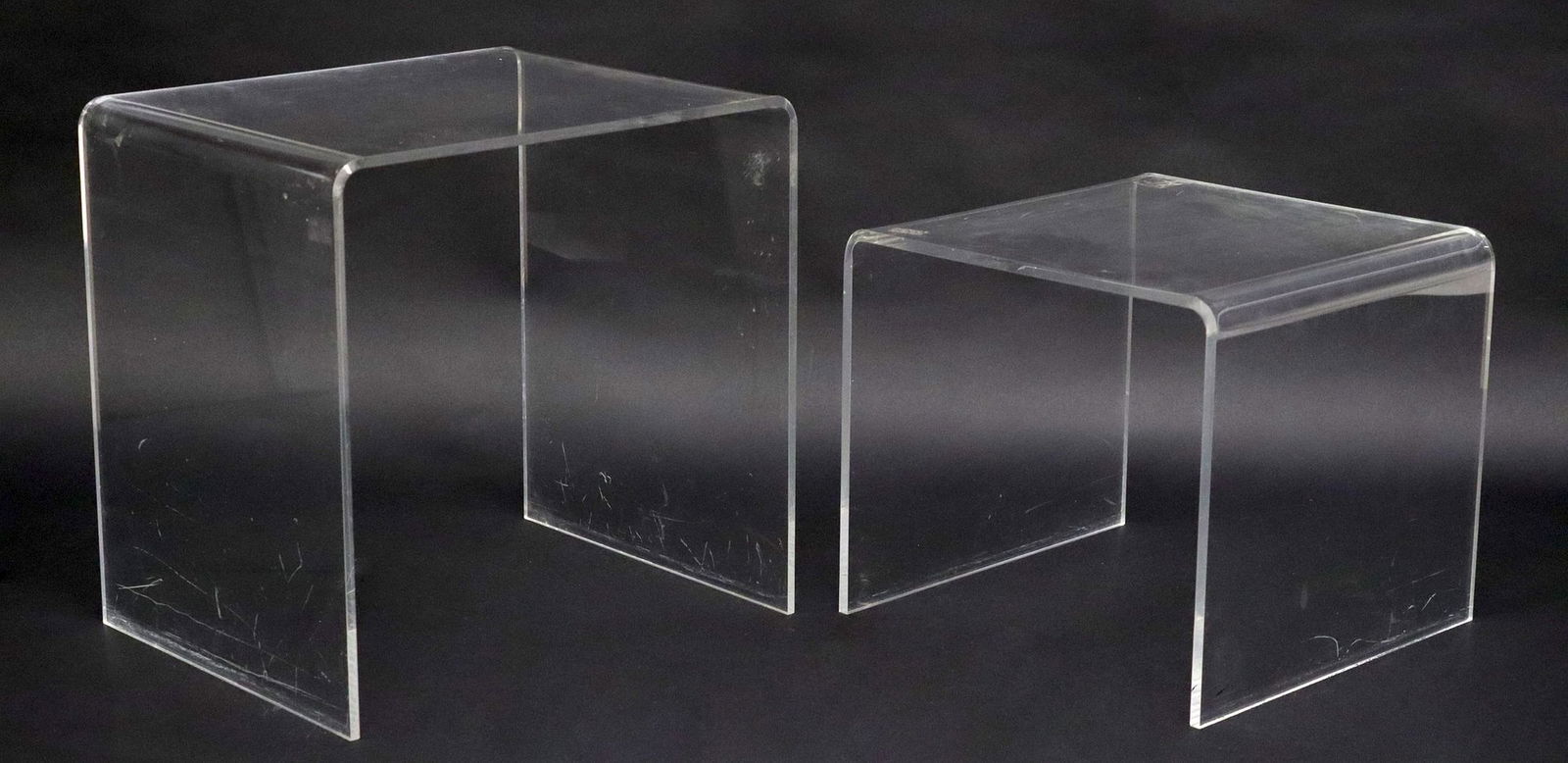 (2) MODERN ACRYLIC WATERFALL NESTING TABLES (1 of 4)