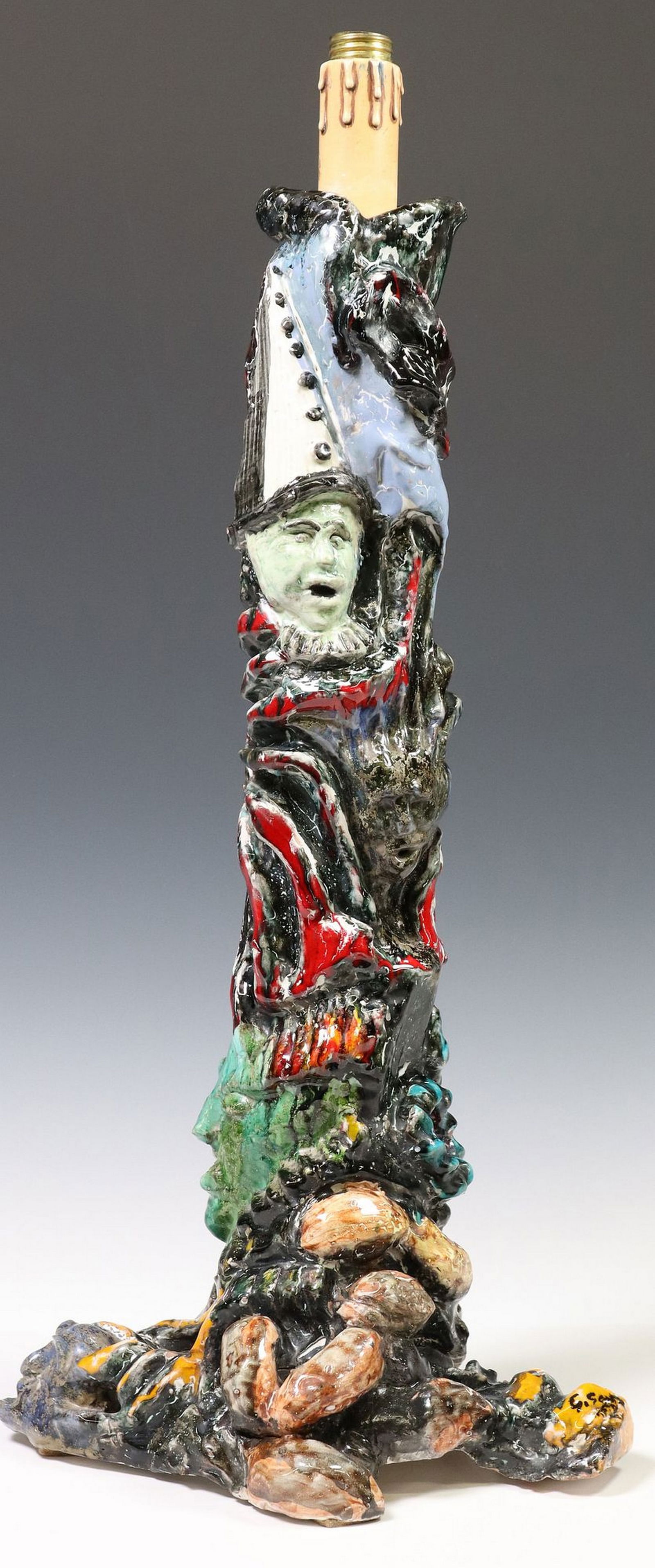 ITALIAN MID-CENTURY MODERN GLAZED CERAMIC TABLE LAMP (1 of 4)