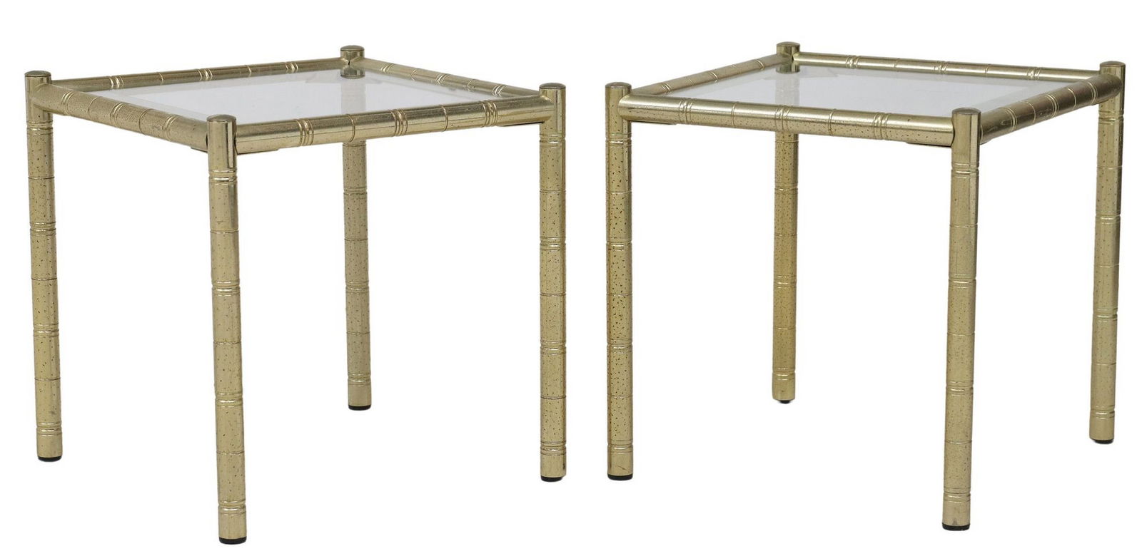 (2) FRENCH GILT METAL & MIRRORED GLASS FAUX BAMBOO SIDE TABLES (1 of 4)