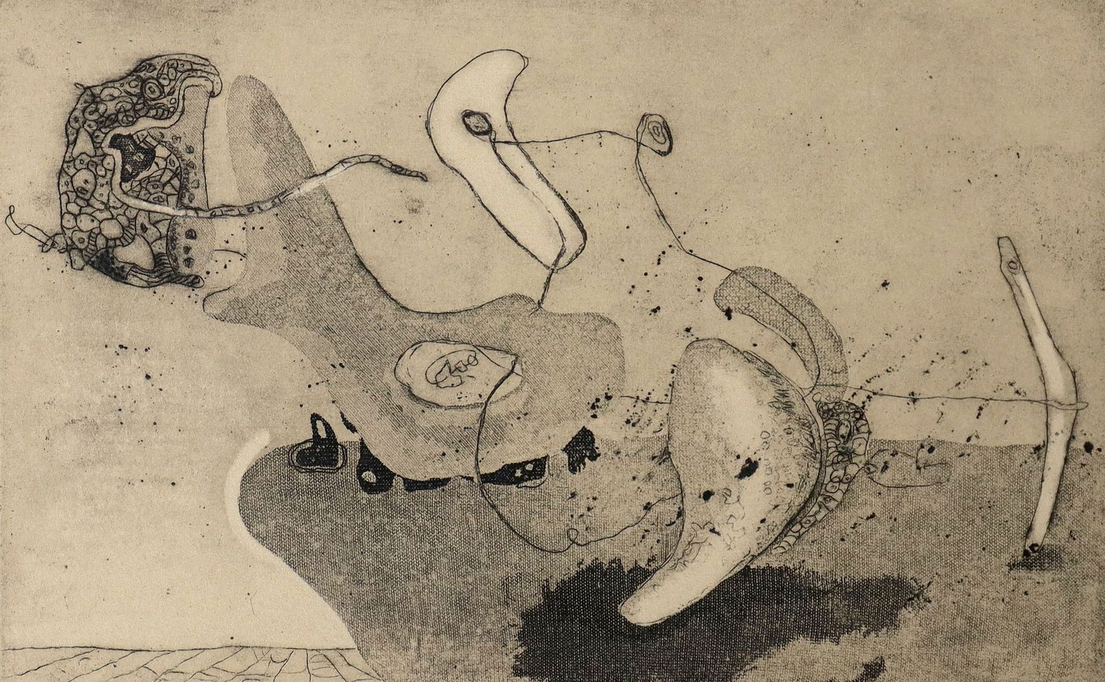 KELLY FEARING (1918-2011) INTAGLIO PRINT 'FLOATING ABOVE' 1946 (1 of 4)