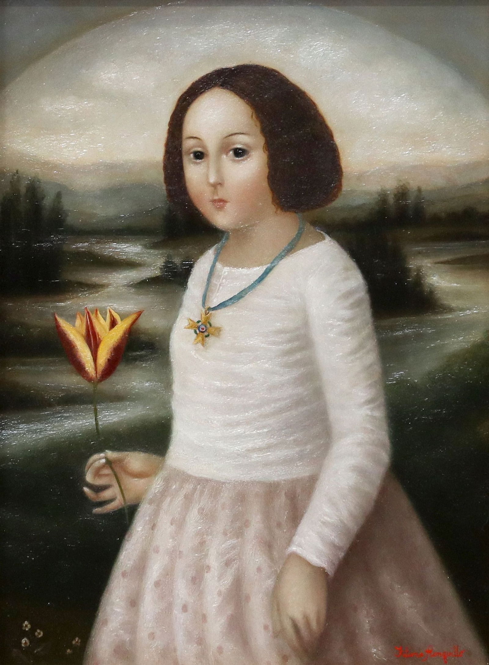 FATIMA RONQUILLO (B.1976) PAINTING 'LA FORTUNATA,' 12" X 9" (1 of 5)