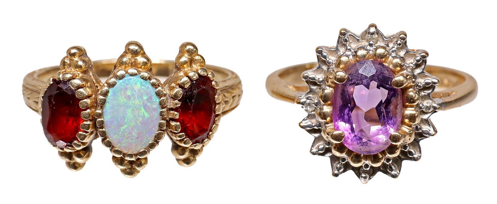 (2) ESTATE 14KT YELLOW GOLD & GEMSTONE RINGS (1 of 6)