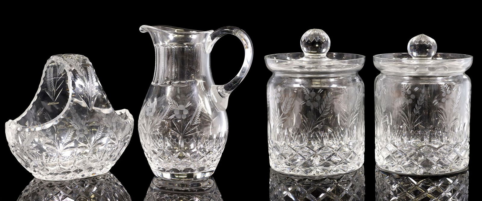 (4) CRYSTAL CLEAR INDUSTRIES PITCHER, BASKET & BISCUIT BARRELS (1 of 3)